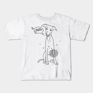 Funny greyhound design; Greyhound with a dandelion flower Kids T-Shirt